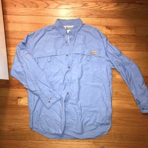 Columbia PFG Mens Medium Fishing Shirt Blue
